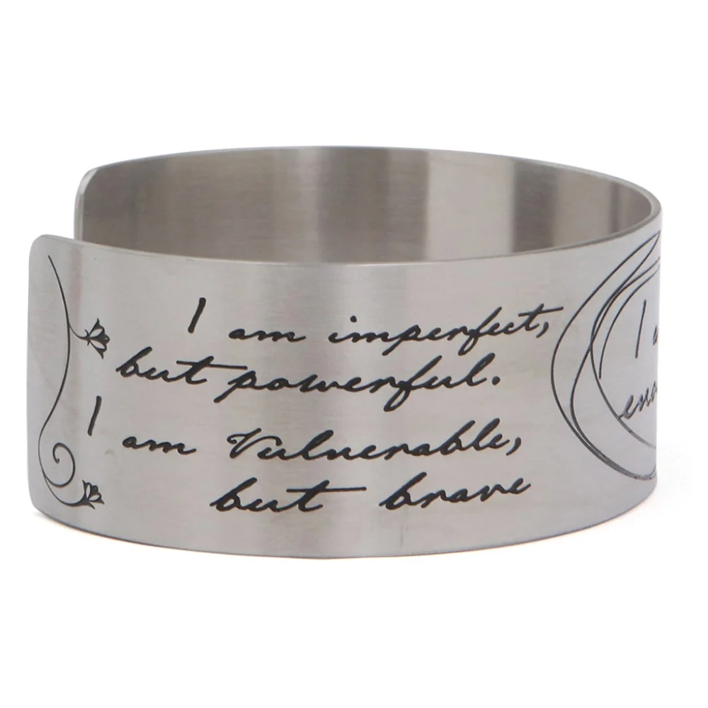 Wide Cuff Bracelet Inspirational Message Bracelet